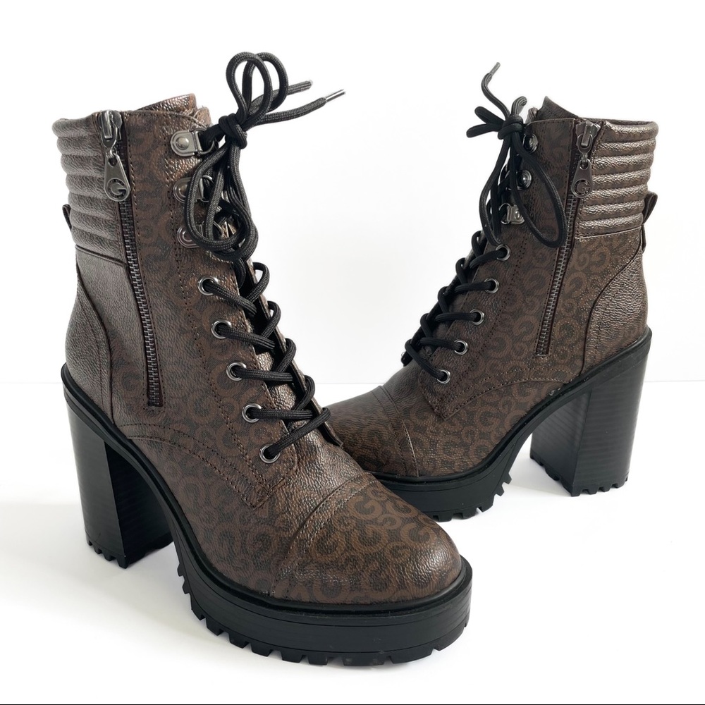 Guess By Guess Los Angeles Siana Platform Chunky Heel Combat Boots Size 7 New